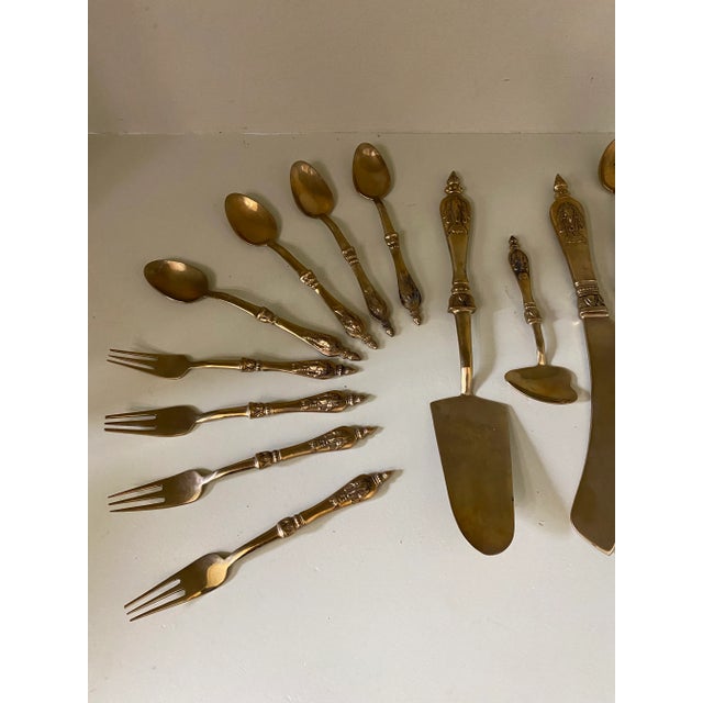 Bronze Vintage James Thailand Nickel Bronze Dessert Utensils with Elephant Heads- 19 Pieces For Sale - Image 8 of 13