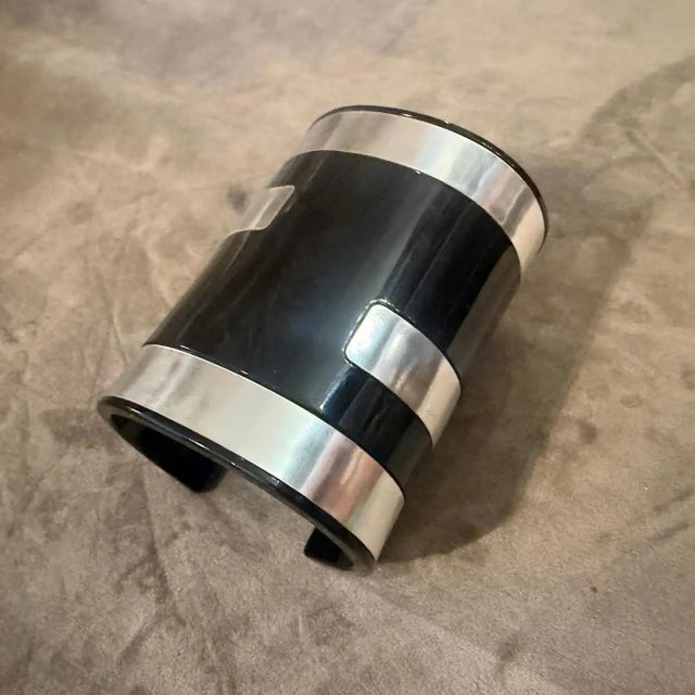 Black 21st Century Black and Silver Bangle Bracelet the Fendista by Fendi Rome For Sale - Image 8 of 14