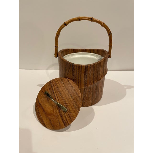 Chippendale Vintage Ice Bucket With Bamboo Handle For Sale - Image 3 of 6
