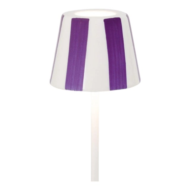 Zafferano Ceramic Lilac Striped Shade for Poldina Micro Lido Lamp For Sale