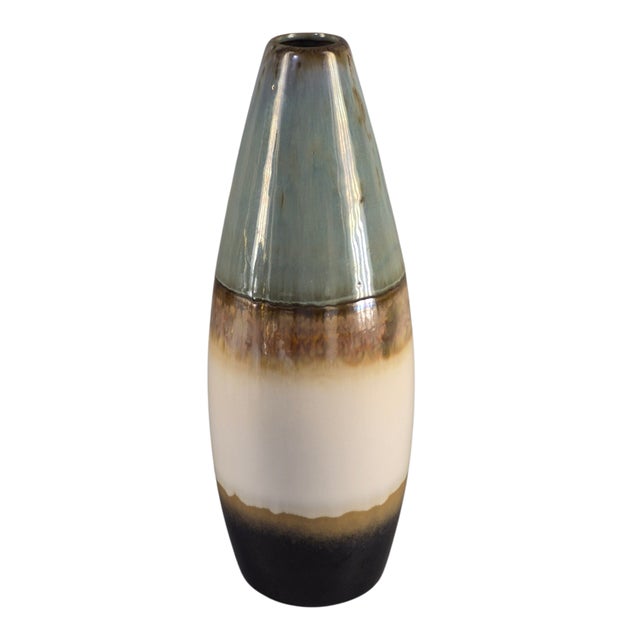 Mid-Century-Modern Glazed Pottery Multi Colored Tube Vase For Sale - Image 9 of 9