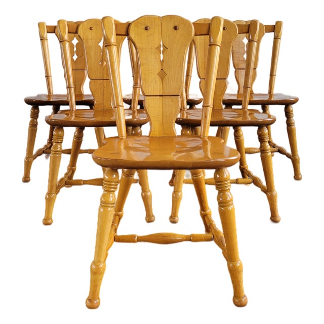 1950s Maple Dutch Brutalist Style Dining Chairs, Set of 6 For Sale