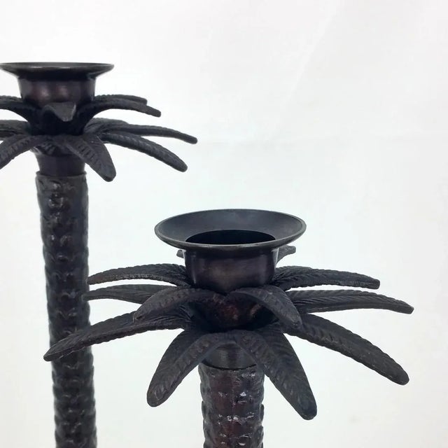 Bronze Palm Tree Candle Holders Set of 3 Chairish
