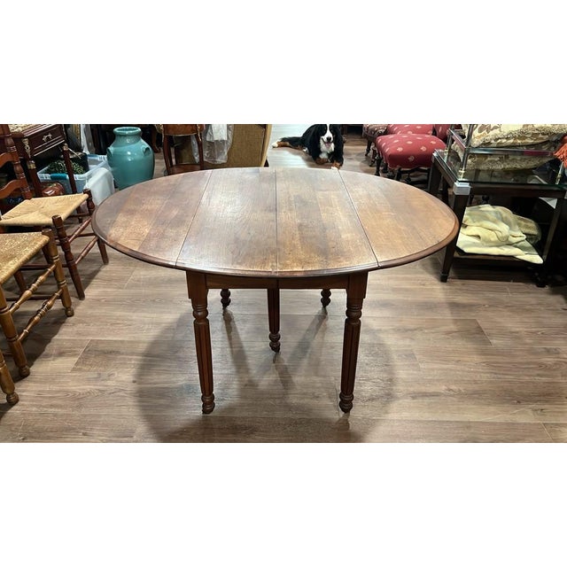 1990s Vintage Oak Drop-Leaf Dining Table For Sale - Image 5 of 7