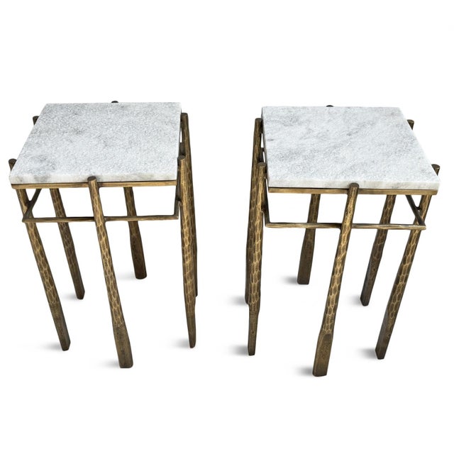 Luna Stone & Bronze Side Table For Sale - Image 11 of 14