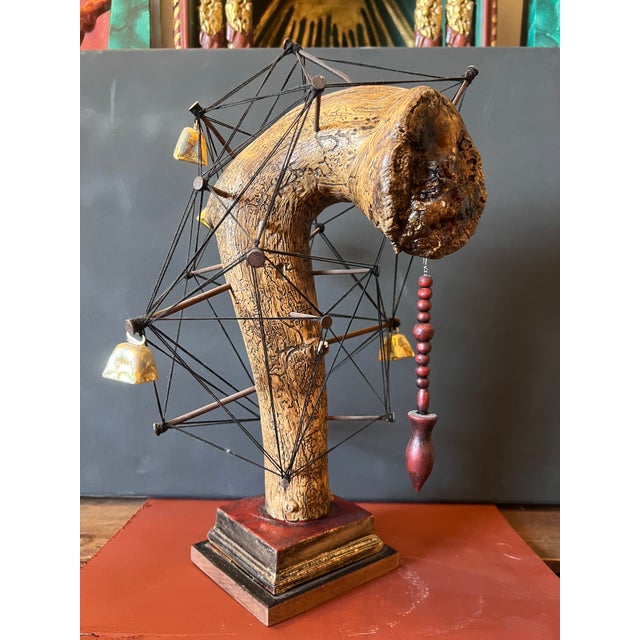 1940s Vintage Rare Handmade Esoteric Divination Statue With Question and Answer Pendulum. For Sale - Image 5 of 10