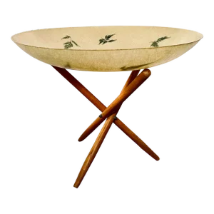 24” MCM Fiberglass Spring Serving Bowl With Folding Legs