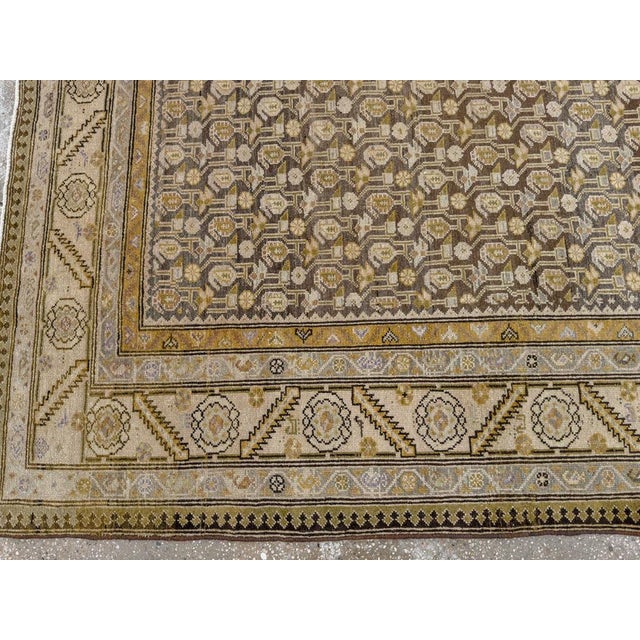 Chocolate Galerie Shabab Collection Mid-20th Century Persian Malayer Gallery Carpet For Sale - Image 8 of 10