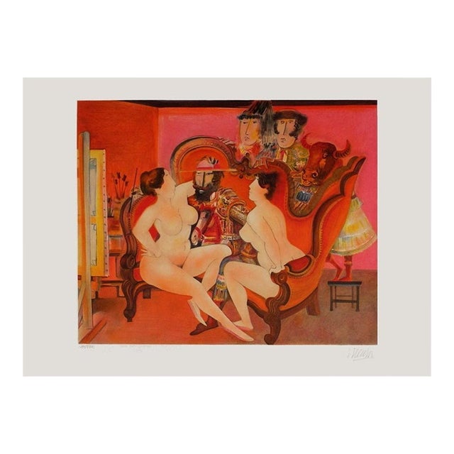 1990 Blasco Mentor Les Deux Modèles Signed Lithograph For Sale
