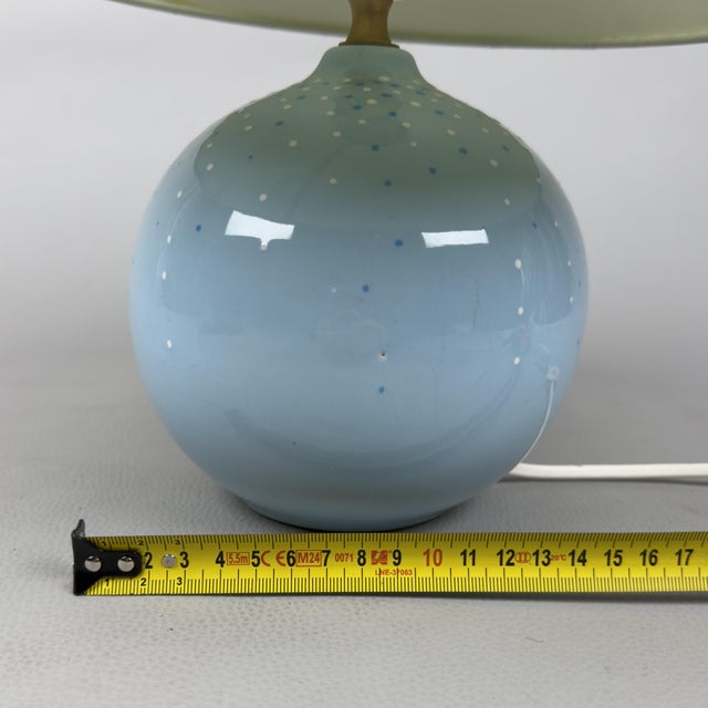 Da Vinci Blue Polka Dot Ceramic Sphere Table Lamp, 1970s For Sale - Image 12 of 14