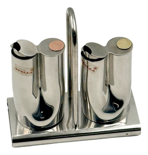 Italian Stainless Steel Table Condiment Set by Stella for Metallurgica Lux, 1970s, Set of 6