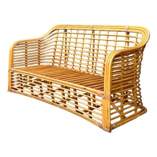 Vintage Stacked Rattan Sofa For Sale