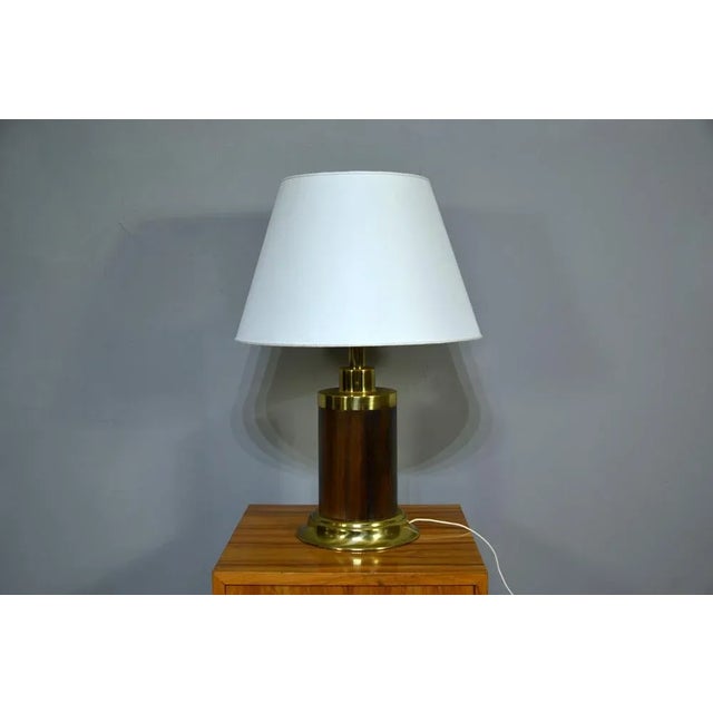 Brown Brass and Wood Table Lamp, Italy, 1970s For Sale - Image 8 of 8