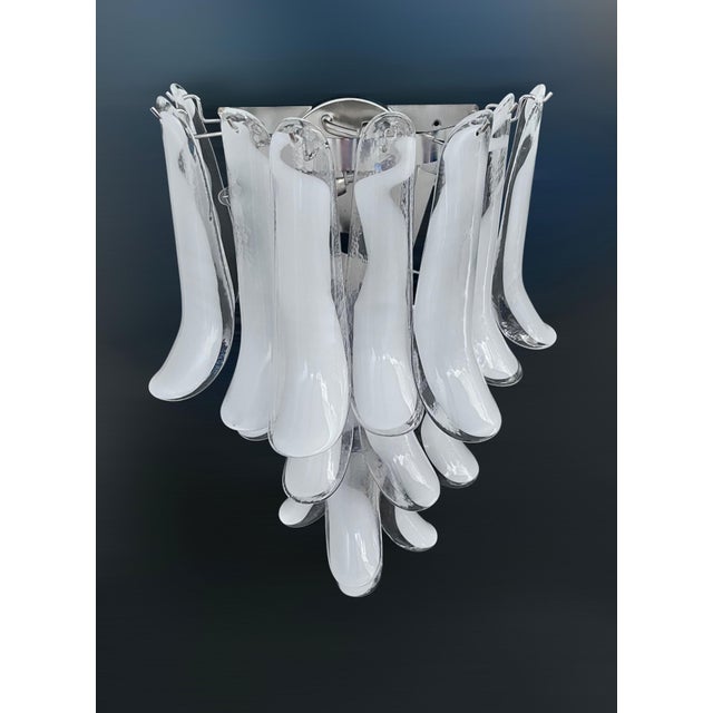 Vintage Italian Lattimo Murano Glass Petals Wall Lights, 1990, Set of 2 For Sale - Image 12 of 16