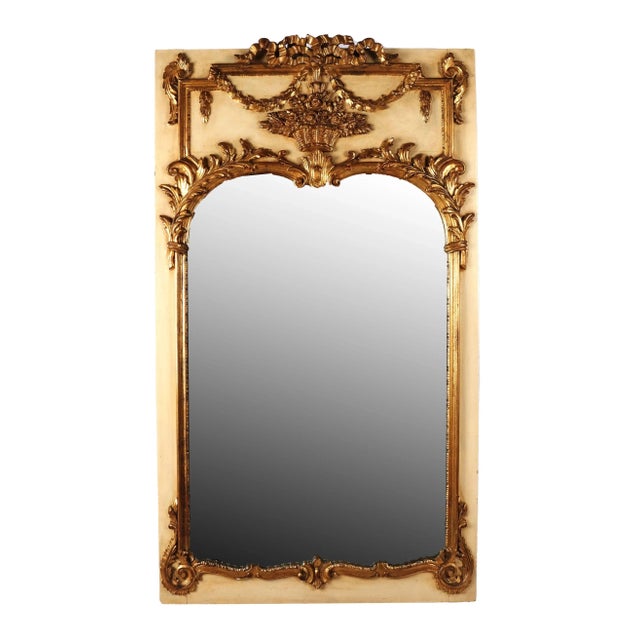 Vintage Neoclassical Style Giltwood Trumeau Mirror For Sale - Image 11 of 11