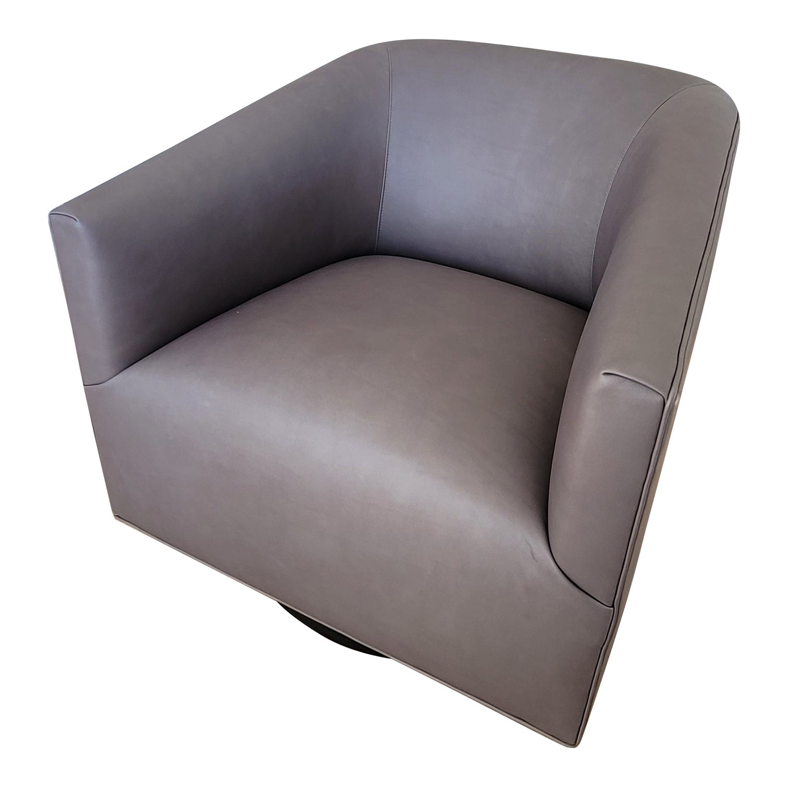 Contemporary Leather Swivel Chair by Restoration Hardware Chairish
