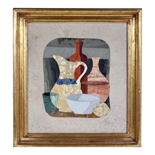 G. Ugolini Pietra Dura Framed Natural Stone Still Life Wall Art, 1950's For Sale