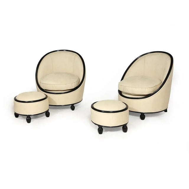French Art Deco Salon Chairs in the Style of Ruhlman, 1925, Set of 4, in Restored conditions. Designed 1920 to 1949
