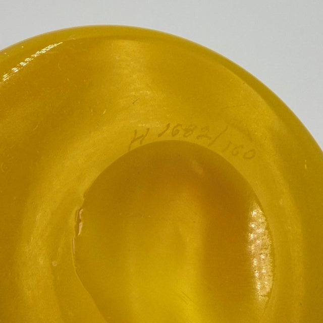 Erik Höglund Scandinavian Polished Yellow Art Glass Bulbous Vase MCM #H1682/160 For Sale In Palm Springs - Image 6 of 9