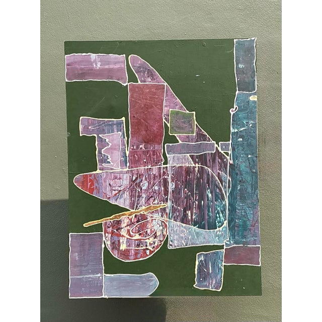 Vintage Original Abstract on Canvas For Sale - Image 10 of 12