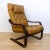 Danes armchair Cantilever type, made in the 70's in Teak wood and leather seat in Brown-Cognac color.