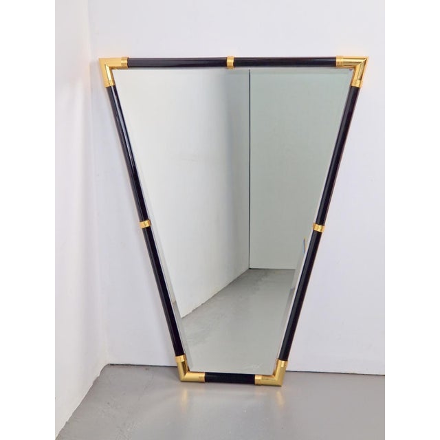 Modern Black Lacquer Metal Triangle Mirror, 1970s For Sale - Image 6 of 14