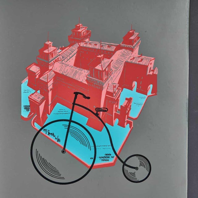 Estense Castle Ferrara Vintage Abstract Design Poster, 1980s