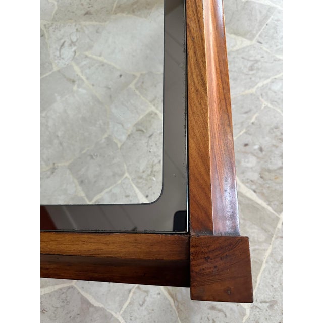 Square Coffee Table in Walnut and Mirrored Glass, Italy, 1970s For Sale - Image 3 of 9