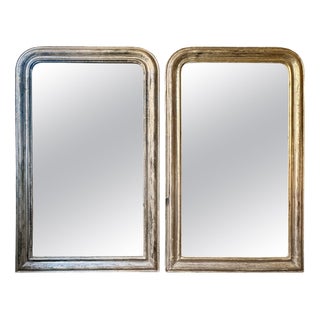 Antique French Silver Gilt Dome Toped Mirrors, 1850, Set of 2 For Sale