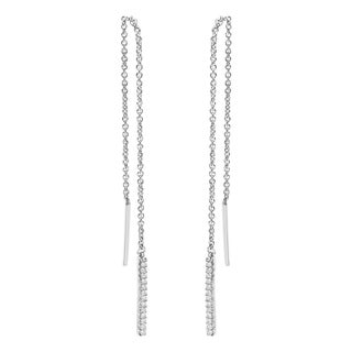 10K White Gold 1/10 Cttw Diamond Threader Earrings For Sale
