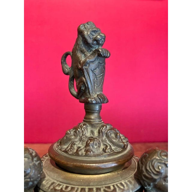 Inkwell Desk in Patinated Bronze with Lid, 1800s For Sale - Image 5 of 8