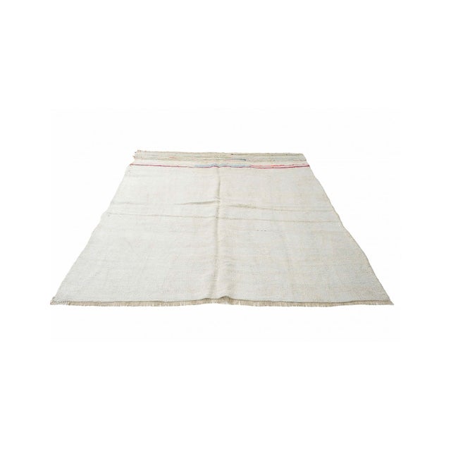 Modern Decorative Vintage Turkish Hemp Kilim Rug - 6`1" X 7`9" For Sale - Image 3 of 6