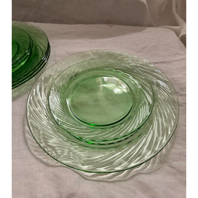 Vintage Festiva Spring Green Corelle/Corning Dinner plates and salad. Mix and match with all my other green glass sets....