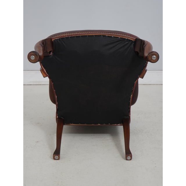 Pair of Hickory Leather Mahogany Armchairs - New Upholstery For Sale - Image 18 of 18