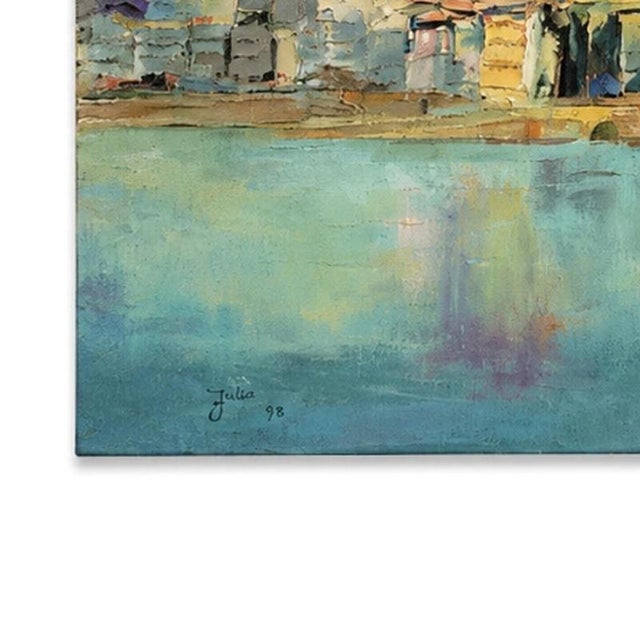 Contemporary Jusa, Landscape, Ribeira Do Porto, 1997, Acrylic on Canvas For Sale - Image 3 of 6