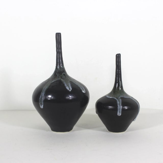 Vintage Studio Art Pottery Vases With Drip Glaze Fat Lava, a Pair For Sale - Image 11 of 11