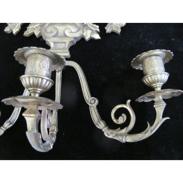 Sculpture Materials Antique 19thc Ornate Baroque Brass Cherub Goddess Wall Mirror 3 Arm Candelabra For Sale - Image 7 of 12