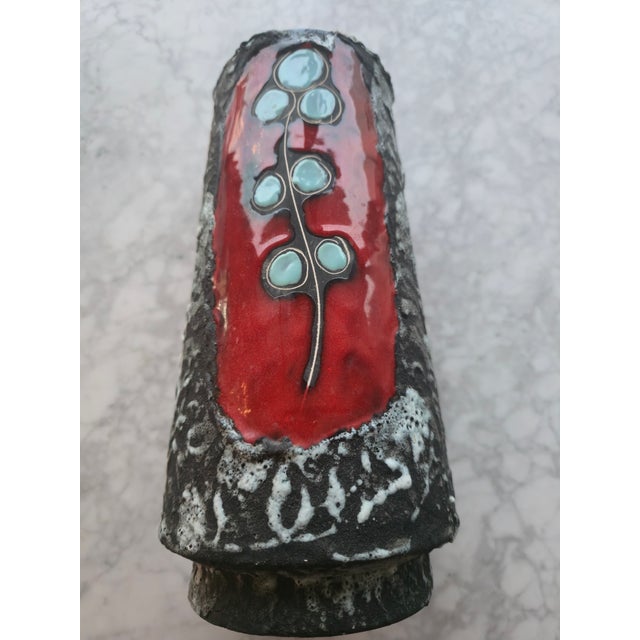 Vintage Mid-Century Modern Italian Fat Lava Textured Painted Lamp Red Black Yellow Blue For Sale In Washington DC - Image 6 of 9