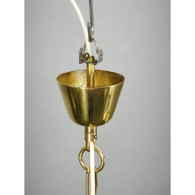 Czech Smoked Glass Globe and Brass Pendant Light, 1970s For Sale - Image 4 of 11
