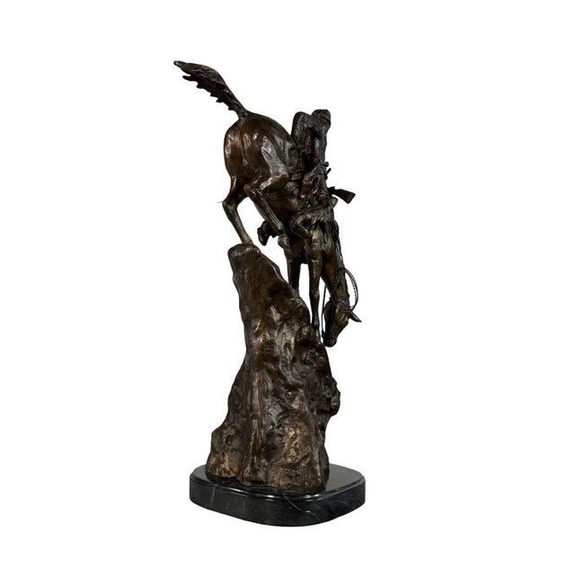 Bronze "The Mountain Man" Statue After Remington, Signed - 36" H For Sale - Image 11 of 12