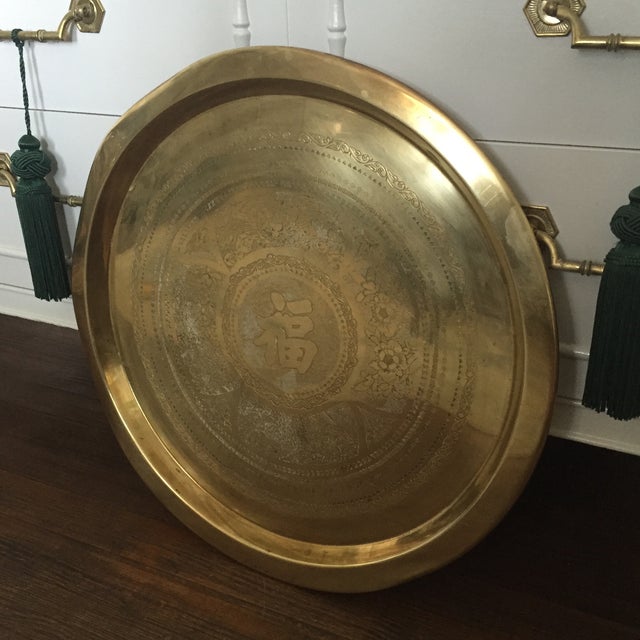 Large Brass Asian Round Tray Wall Hanging Chairish