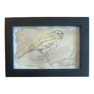 Framed Original Watercolor on Vintage Paper by Nancy Smith For Sale