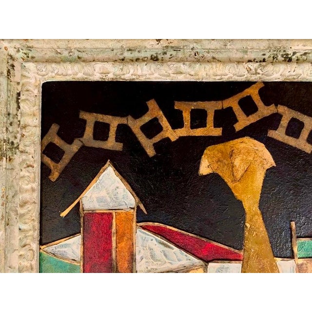 2010s Andrea Stella "The Underground" Gold Leaf Oil Mixed Media Painting, Urban Figurative, Italian Contemporary Art, 2010 For Sale - Image 5 of 8