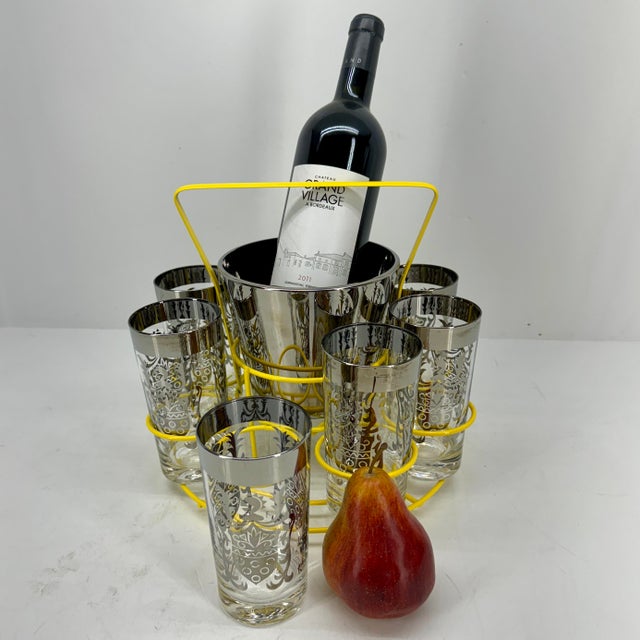 1960s Mid-Century Modern Lusterware Highball Set With Ice Bucket For Sale - Image 5 of 7