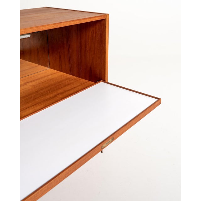 Teak Bar Cabinet with Drop-Down Door, Scandinavia, 1960s For Sale - Image 9 of 12