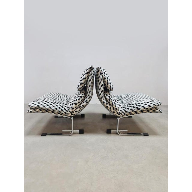 Giovanni Offredi Vintage Italian Design Onda Wave Lounge Chairs by Fauteuils Giovanni Offredi for Saporiti, 1970s For Sale - Image 4 of 7