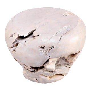 Bleached White Teak Root Accent or Side Table or Stool 24 For Sale