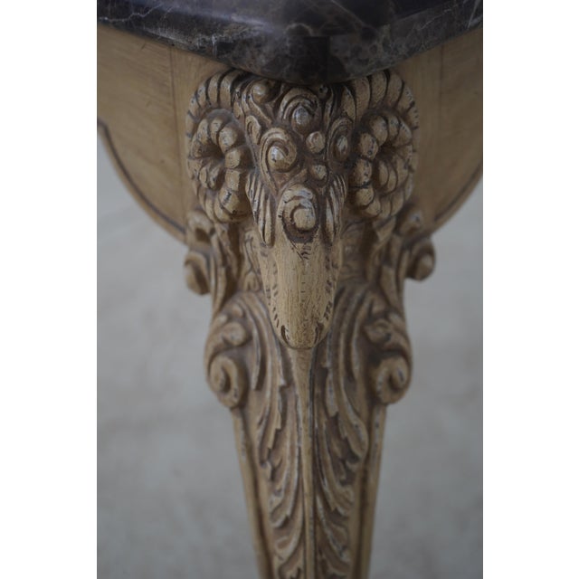 Off-white Minton Spidell Rams Head Marble Top Center Table For Sale - Image 8 of 12