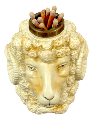 Rare German Porcelain Ram Head Matchstrike, Attributed to Schafer & Vater