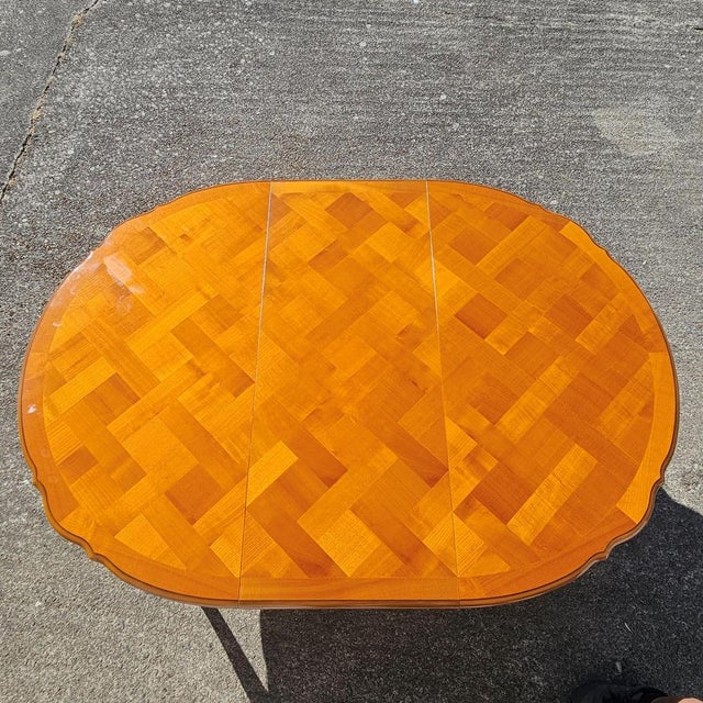 French Louis XV Style Extendable Marqueterie Cherrywood Dining Table, 1880s For Sale - Image 10 of 18